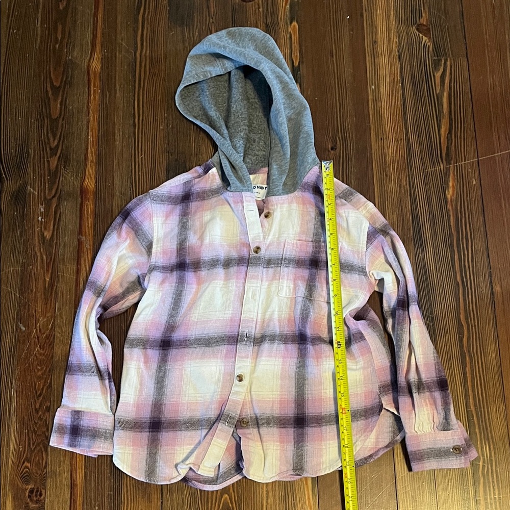 Old Navy Purple Plaid Hooded Kids Shirt